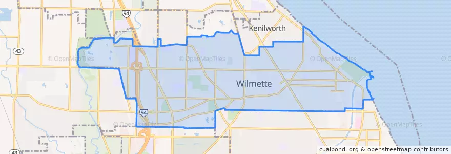 Mapa de ubicacion de Wilmette.
