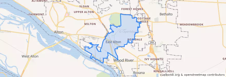 Mapa de ubicacion de East Alton.