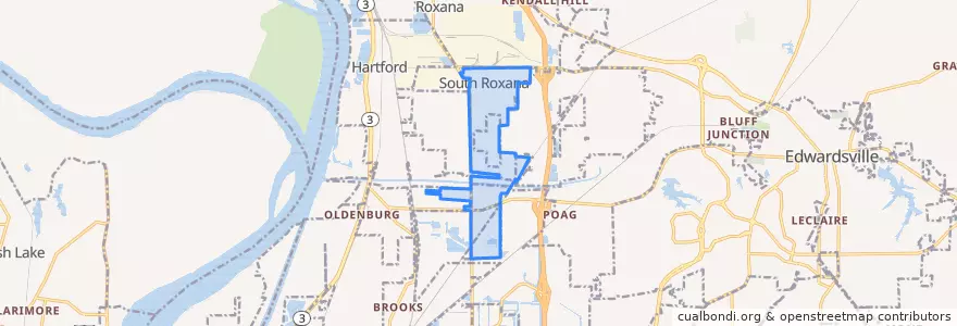 Mapa de ubicacion de South Roxana.