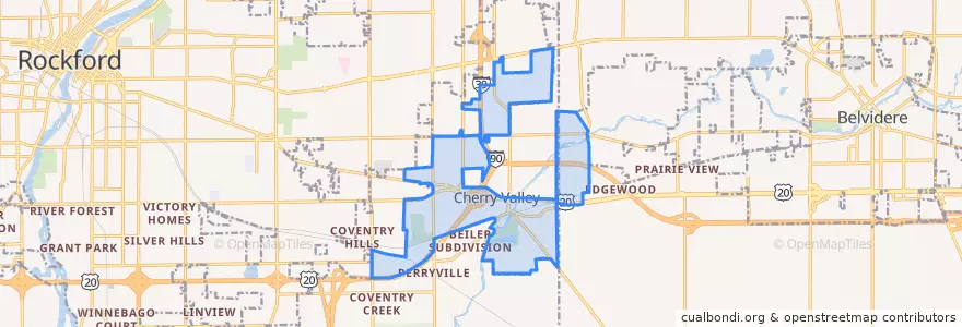 Mapa de ubicacion de Cherry Valley.