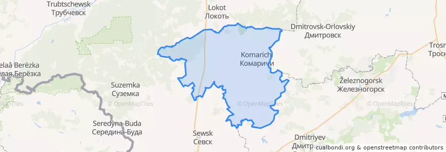 Mapa de ubicacion de Комаричский район.