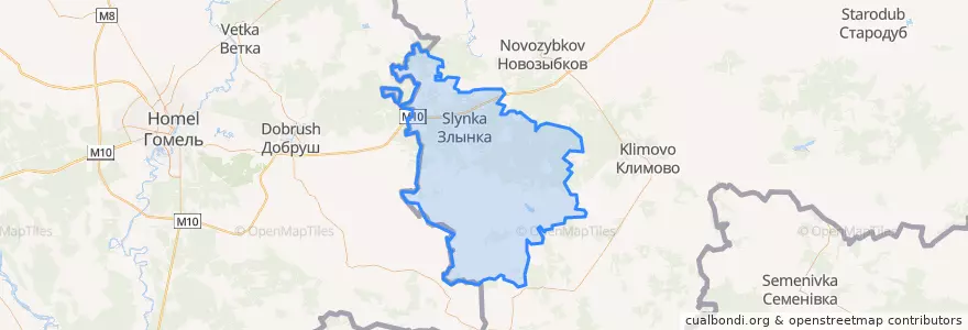 Mapa de ubicacion de Злынковский район.