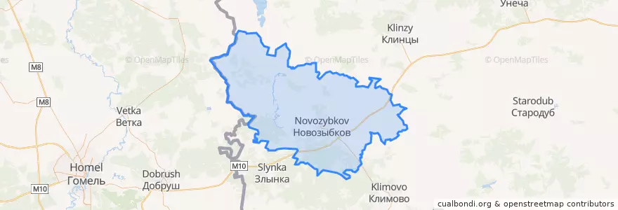 Mapa de ubicacion de Новозыбковский городской округ.