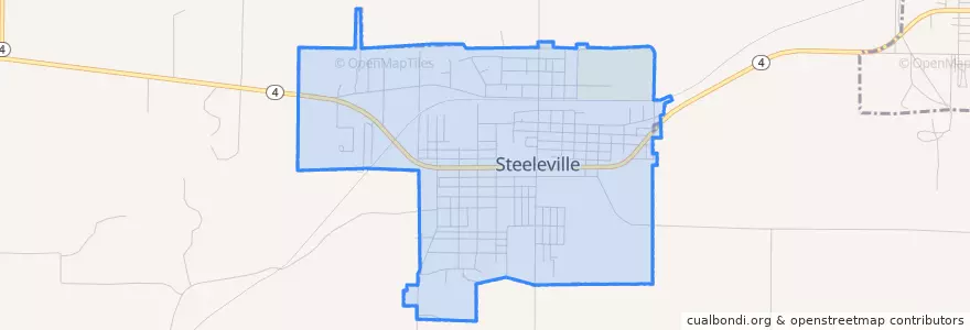 Mapa de ubicacion de Steeleville.