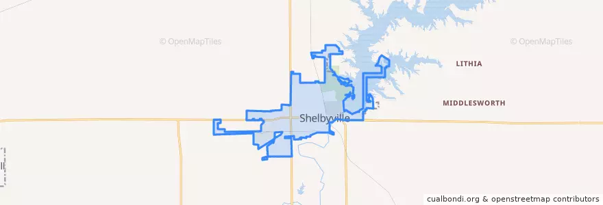 Mapa de ubicacion de Shelbyville.
