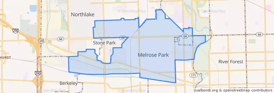 Mapa de ubicacion de Melrose Park.