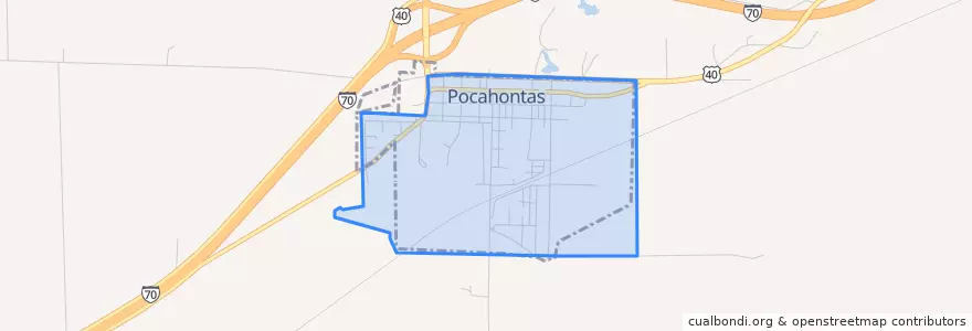 Mapa de ubicacion de Pocahontas.