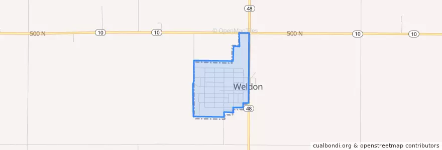 Mapa de ubicacion de Weldon.