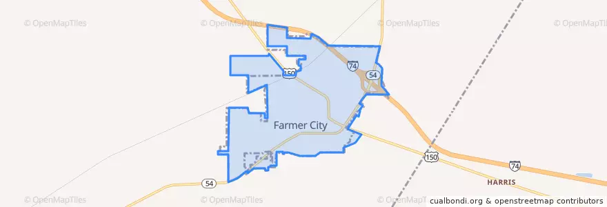 Mapa de ubicacion de Farmer City.