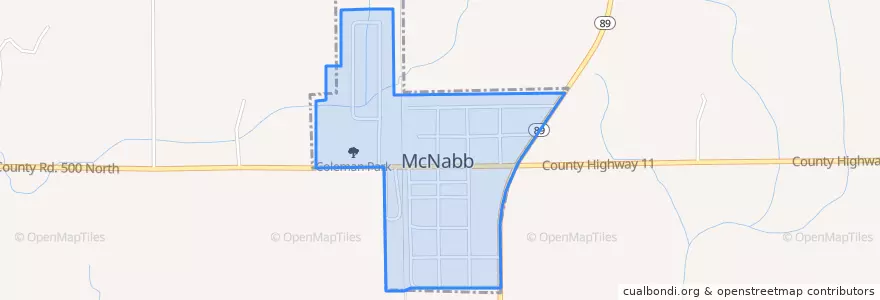 Mapa de ubicacion de McNabb.