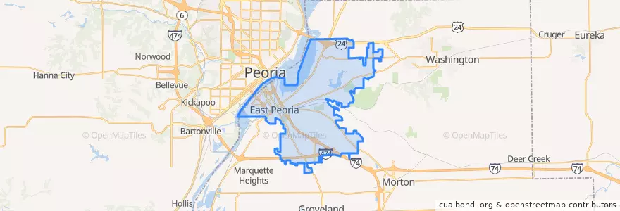 Mapa de ubicacion de East Peoria.