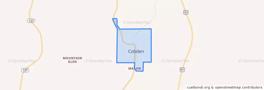Mapa de ubicacion de Cobden.