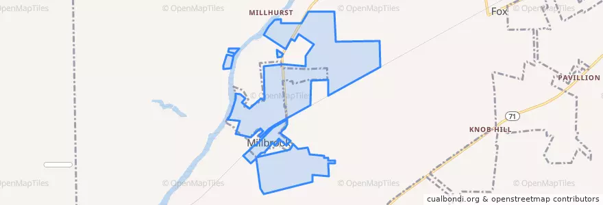 Mapa de ubicacion de Millbrook.
