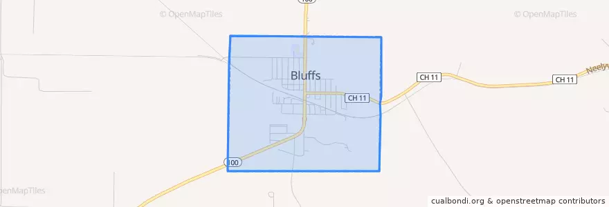 Mapa de ubicacion de Bluffs.