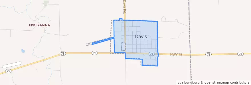Mapa de ubicacion de Davis.