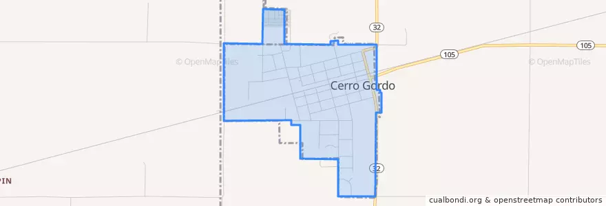 Mapa de ubicacion de Cerro Gordo.
