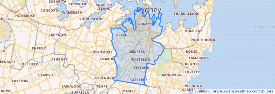 Mapa de ubicacion de Council of the City of Sydney.