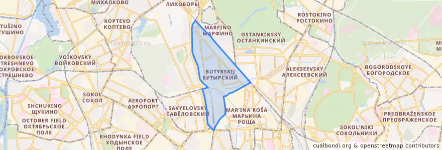 Mapa de ubicacion de Бутырский район.