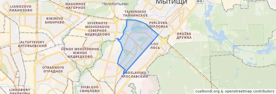 Mapa de ubicacion de Лосиноостровский район.