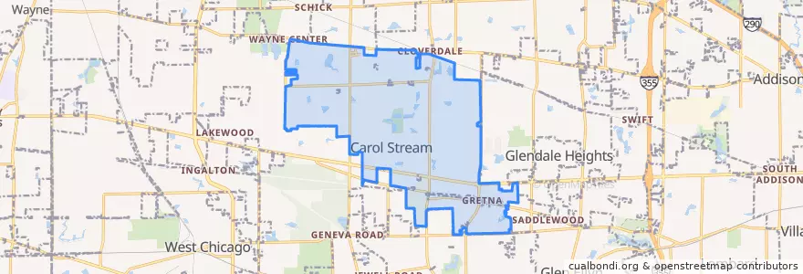 Mapa de ubicacion de Carol Stream.