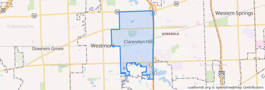 Mapa de ubicacion de Clarendon Hills.