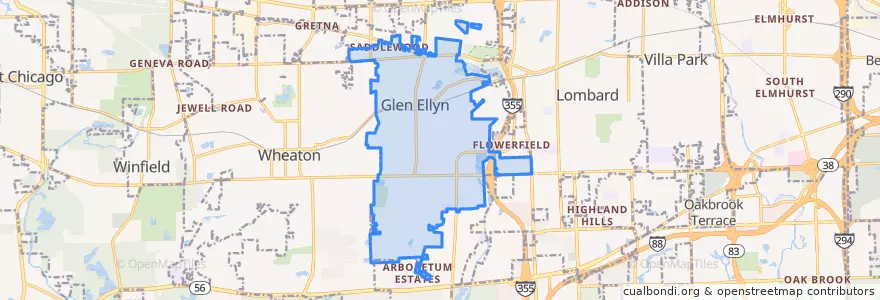 Mapa de ubicacion de Glen Ellyn.