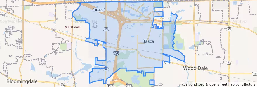 Mapa de ubicacion de Itasca.