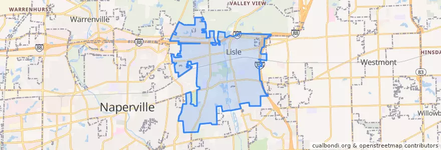 Mapa de ubicacion de Lisle.