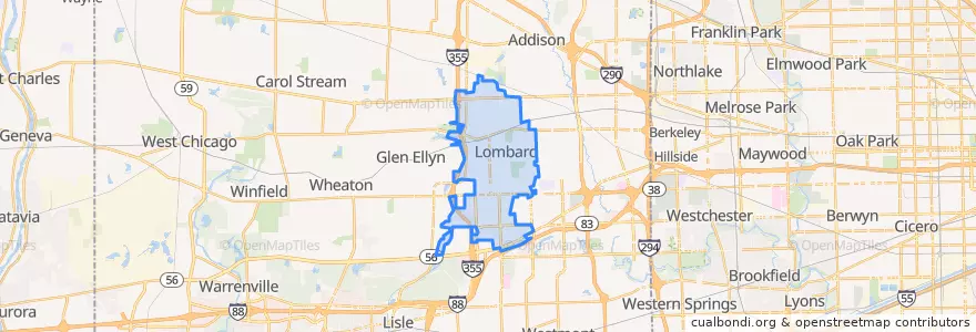 Mapa de ubicacion de Lombard.