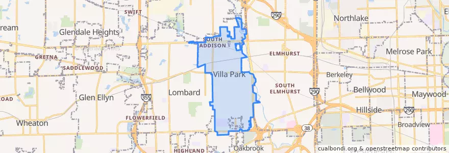 Mapa de ubicacion de Villa Park.