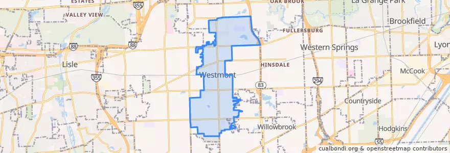 Mapa de ubicacion de Westmont.