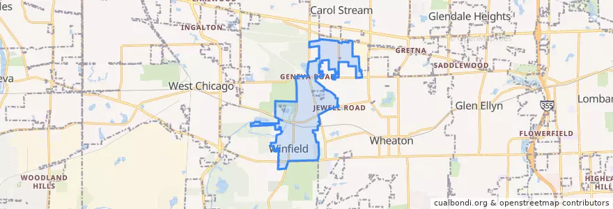 Mapa de ubicacion de Winfield.