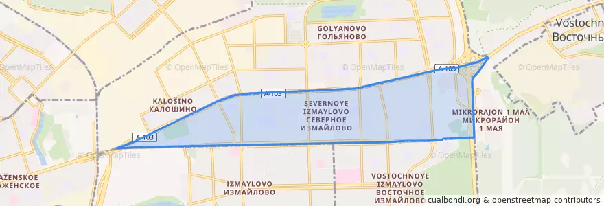 Mapa de ubicacion de Severnoye Izmaylovo District.