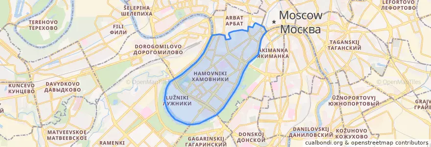 Mapa de ubicacion de район Хамовники.