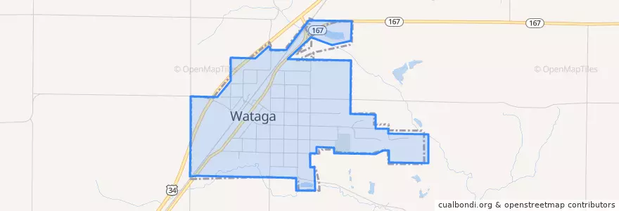 Mapa de ubicacion de Wataga.