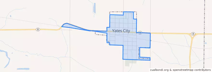 Mapa de ubicacion de Yates City.