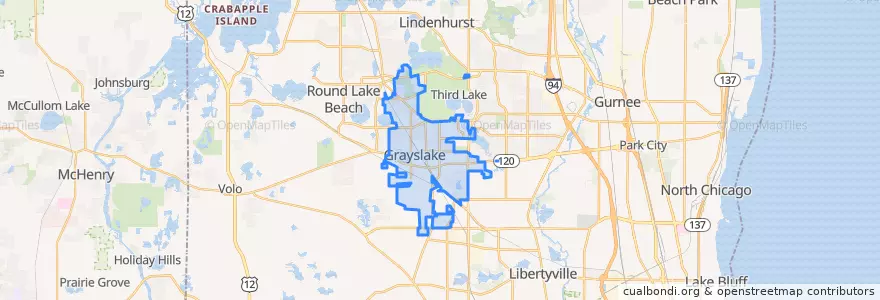 Mapa de ubicacion de Grayslake.