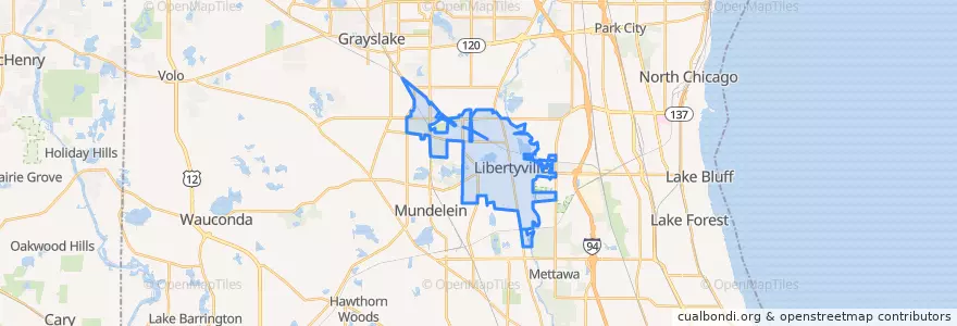 Mapa de ubicacion de Libertyville.