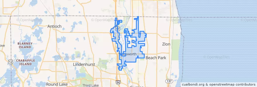 Mapa de ubicacion de Wadsworth.