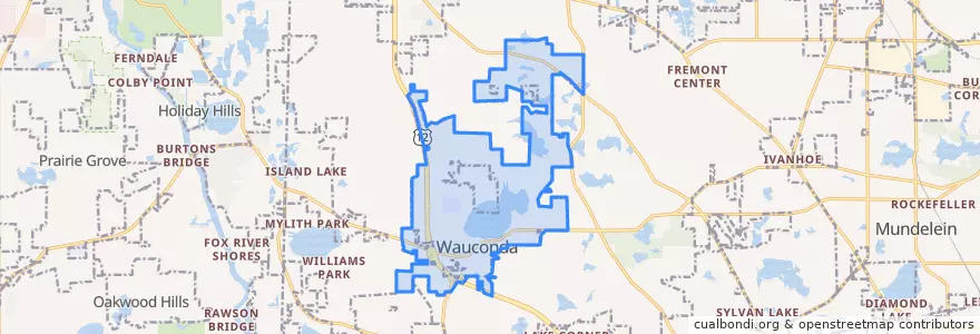 Mapa de ubicacion de Wauconda.