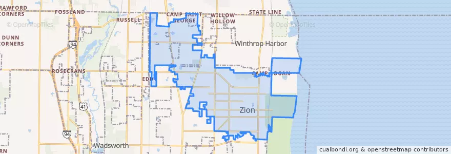 Mapa de ubicacion de Zion.