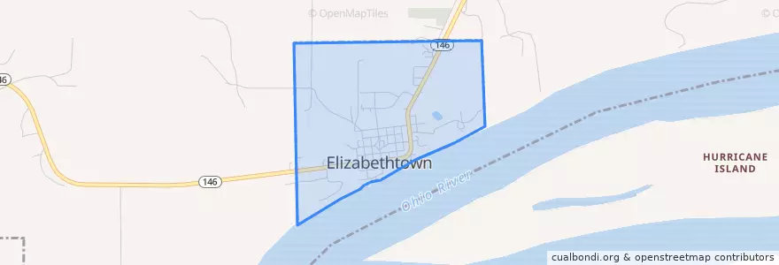 Mapa de ubicacion de Elizabethtown.
