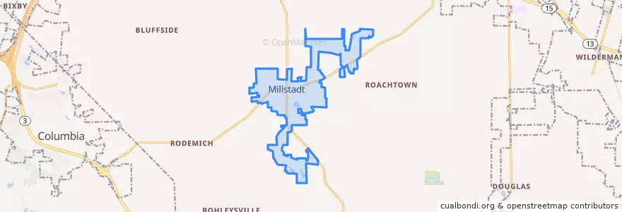 Mapa de ubicacion de Millstadt.