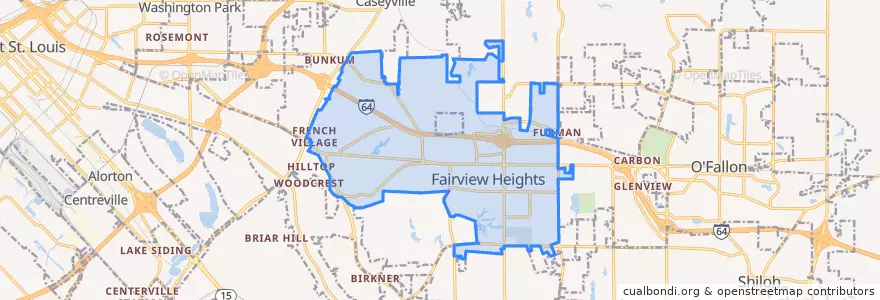 Mapa de ubicacion de Fairview Heights.