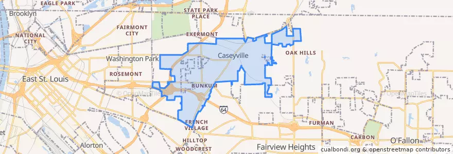Mapa de ubicacion de Caseyville.