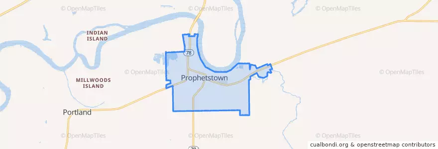 Mapa de ubicacion de Prophetstown.