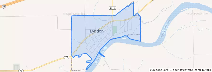 Mapa de ubicacion de Lyndon.
