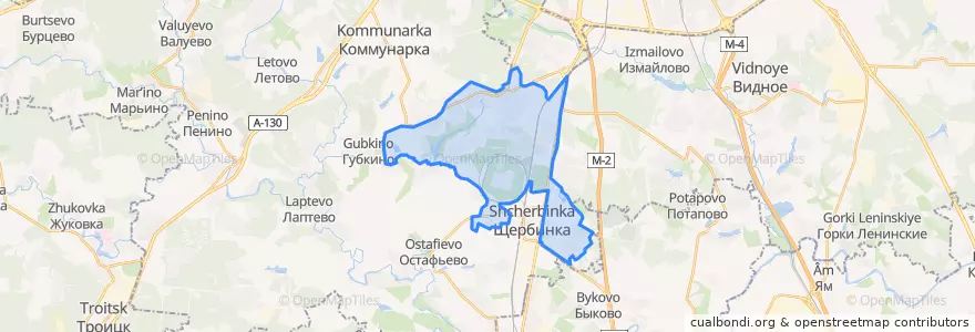 Mapa de ubicacion de Yuzhnoye Butovo District.