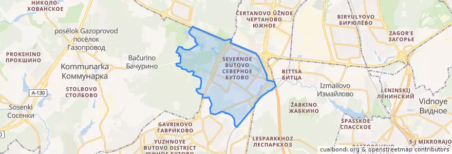Mapa de ubicacion de Severnoye Butovo District.