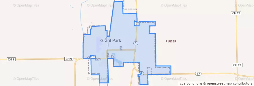 Mapa de ubicacion de Grant Park.